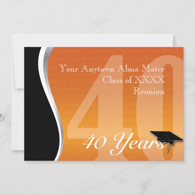 Customisable 40 Year Class Reunion Invitation (Front)