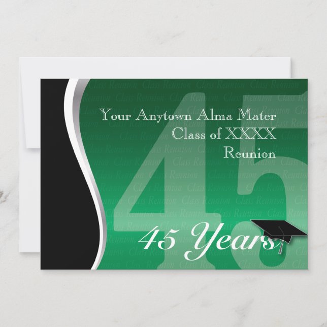 Customisable 45 Year Class Reunion Invitation (Front)
