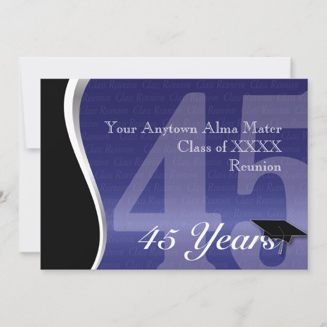 Customisable 45 Year Class Reunion Invitation (Front)