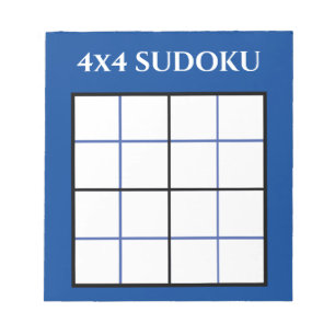 Customisable 4 by 4 Sudoku Template Blue Notepad