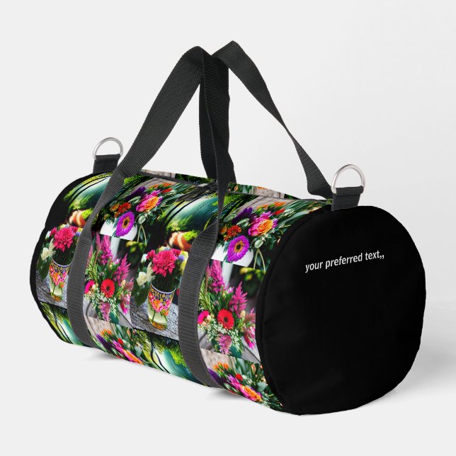 Customisable 4 Personalizable Photo Collage Grid  Duffle Bag (Left Corner)