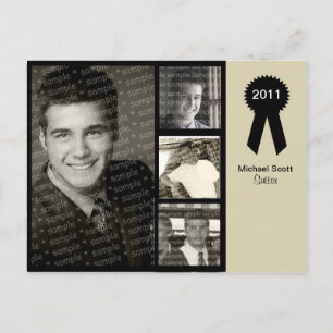 Customisable 4-photo Black and Beige Grad Card