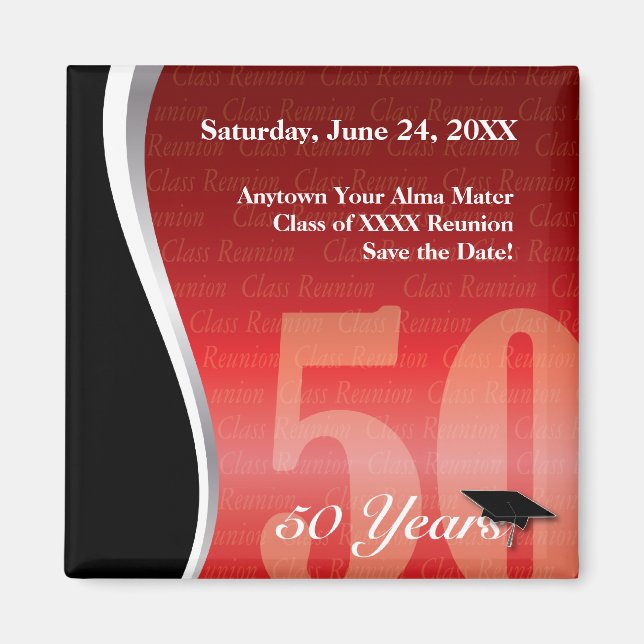 Customisable 50 Year Class Reunion Magnet (Front)