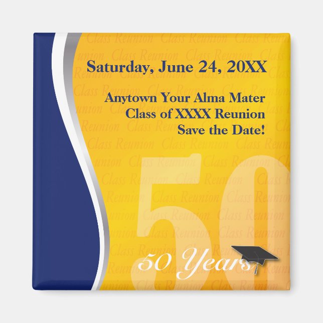 Customisable 50 Year Class Reunion Magnet (Front)