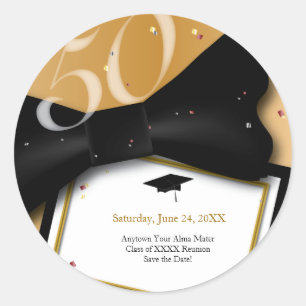 Customisable 50 Year Class Reunion Save the Date Classic Round Sticker
