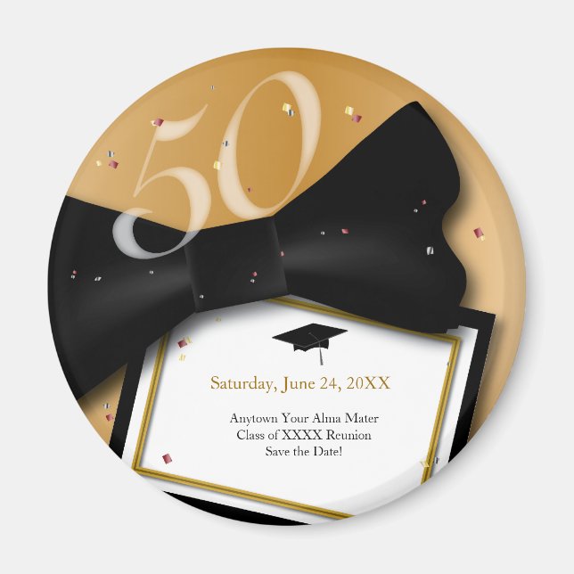 Customisable 50 Year Class Reunion Save the Date Magnet (Front)