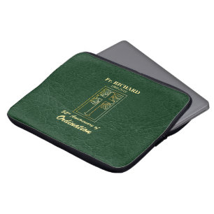 Customisable 50th Anniversary of Ordination Green Laptop Sleeve