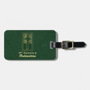 Customisable 50th Anniversary of Ordination Green Luggage Tag