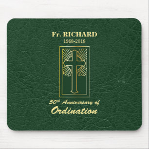 Customisable 50th Anniversary of Ordination Green Mouse Pad