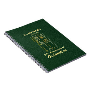 Customisable 50th Anniversary of Ordination Green Notebook