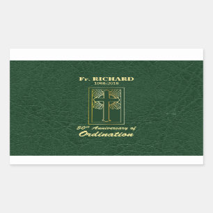 Customisable 50th Anniversary of Ordination Green Rectangular Sticker