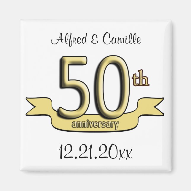 Customisable 50th Anniversary Party Favour Magnet (Front)