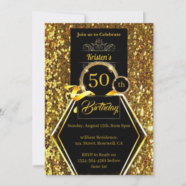 Customisable 50th birthday Invitation (Front)