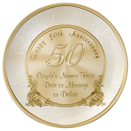 Customisable 50th Wedding Anniversary Gifts Plate | Zazzle ...