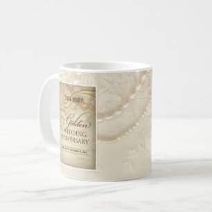 Customisable, 50th Wedding Anniversary Pearls Coffee Mug