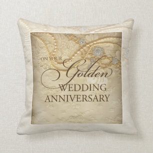 Customisable, 50th Wedding Anniversary Pearls Cushion