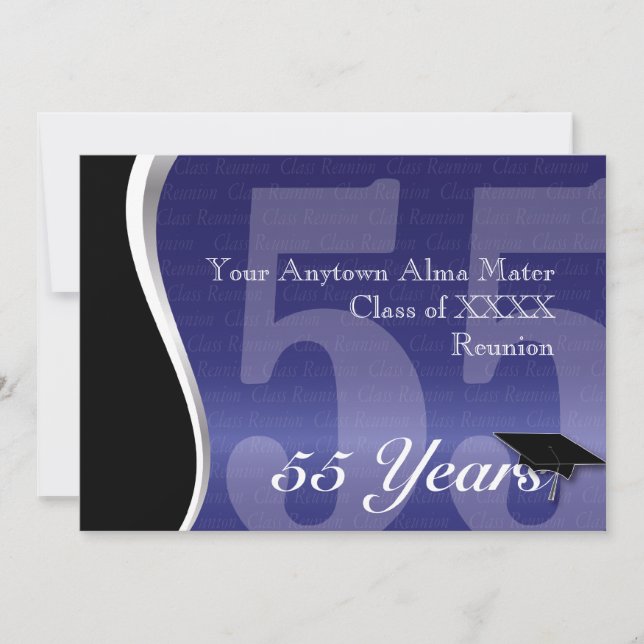 Customisable 55 Year Class Reunion Invitation (Front)