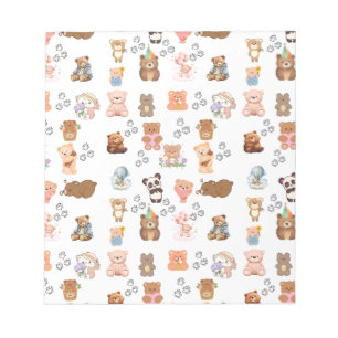 Customisable 5.5" x 6" Notepad Bear Pattern with 