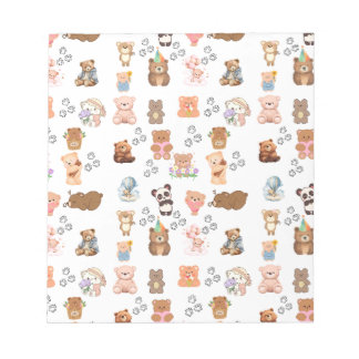Customisable 5.5" x 6" Notepad Bear Pattern with