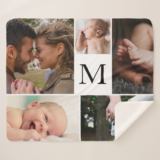 Customisable 5-Photo Collage Sherpa Blanket (Front (Horizontal))