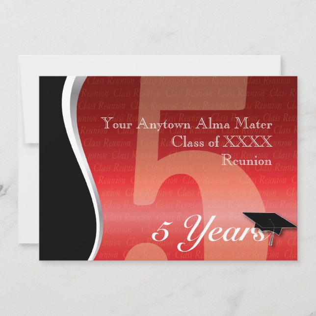 Customisable 5 Year Class Reunion Invitation (Front)
