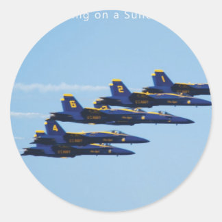 Customisable 6 Blue Angels Soaring in Sky Classic Round Sticker