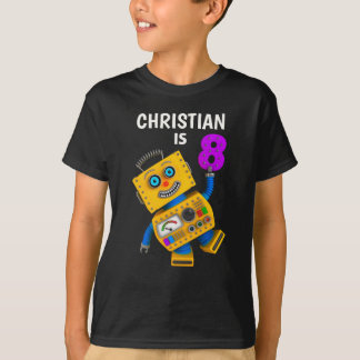 Customisable 8th Birthday Robot 8 Years T-Shirt