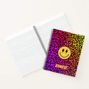 Customisable 90s Throwback Rainbow Leopard Print Notebook