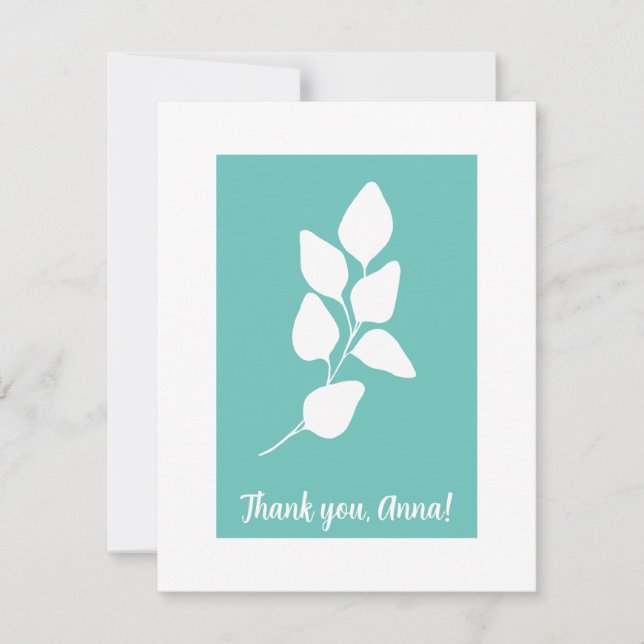 Customisable Abstract Leaves Thank You Card (Front)