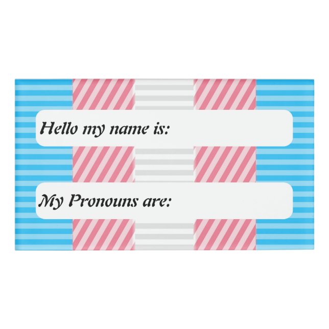 Customisable Abstract Transgender Pride Flag  Name Tag (Front)