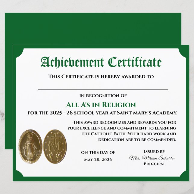 Customisable Achievement Certificate (Front/Back)