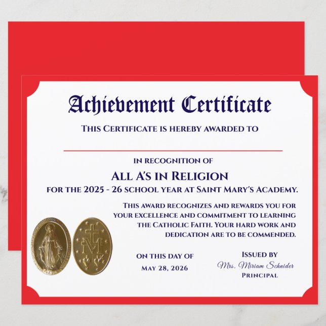 Customisable Achievement Certificate (Front/Back)