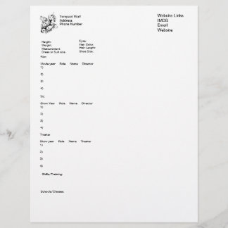 Customisable Acting Resume Template Letterhead