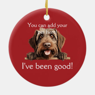 Customisable (add your pet) Waiting for Santa Dogs Ceramic Ornament