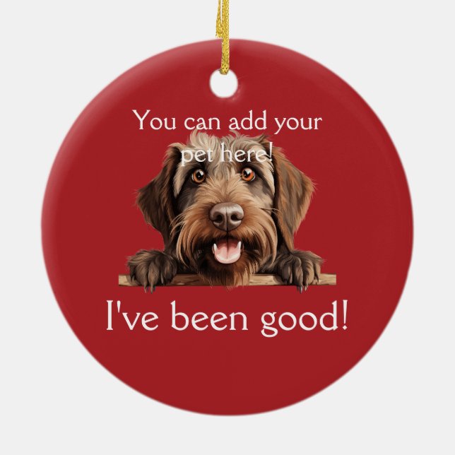 Customisable (add your pet) Waiting for Santa Dogs Ceramic Ornament (Back)