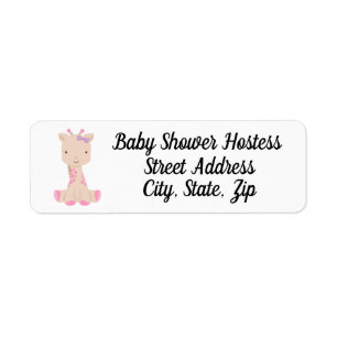Customisable address label for baby girl shower return address label