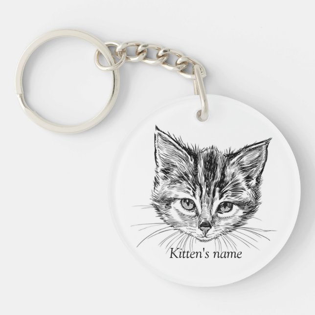 Customisable Adorable Little Kitten Key Ring (Front)