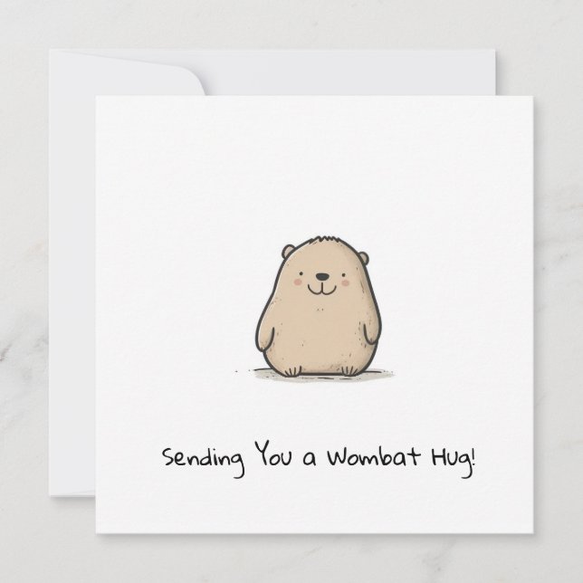 Customisable Adorable Watercolor Wombat Holiday Card (Front)