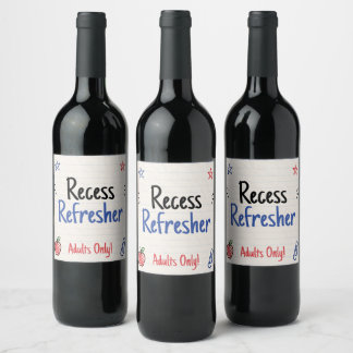 Customisable Adult Back to School Party Wine Label