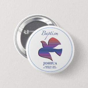 Customisable, Adult Baptism Dove 6 Cm Round Badge