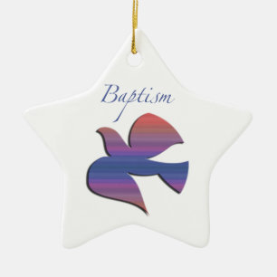 Customisable, Adult Baptism Dove Ceramic Tree Decoration