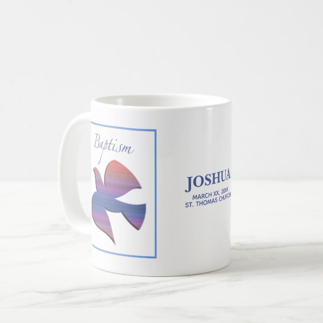 Customisable, Adult Baptism Dove Coffee Mug (Front Left)