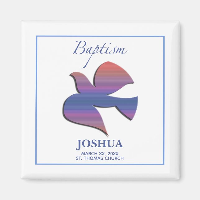 Customisable, Adult Baptism Dove Magnet (Front)