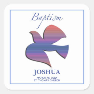 Customisable, Adult Baptism Dove Square Sticker