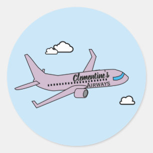 Customisable Aeroplane Classic Round Sticker