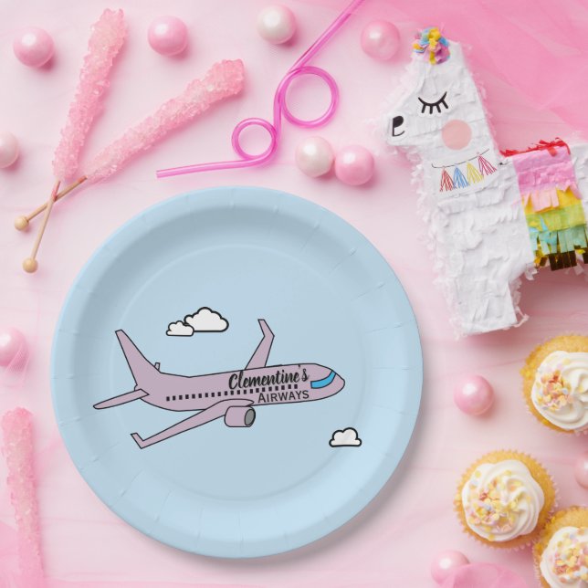 Customisable Aeroplane  Paper Plate (Party)