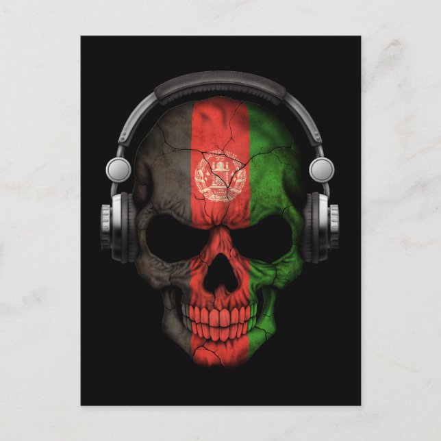 Customisable Afghan Dj Skull with Headphones Postcard (Front)