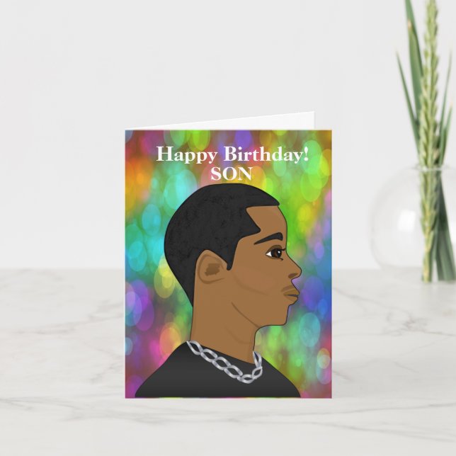 Customisable African American Son Birthday  Card (Front)
