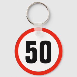 Customisable Age Speed Limit Sign 50th Birthday Key Ring