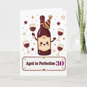 Customisable Aged to Perfection Cute Wine Birthday Card